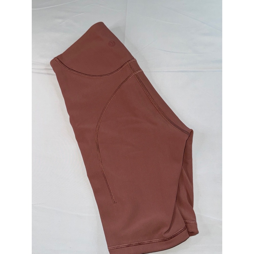 Lululemon Ribbed High Rise Biker Short Dusty Rose Clay Size 0 Pocket Yoga Active